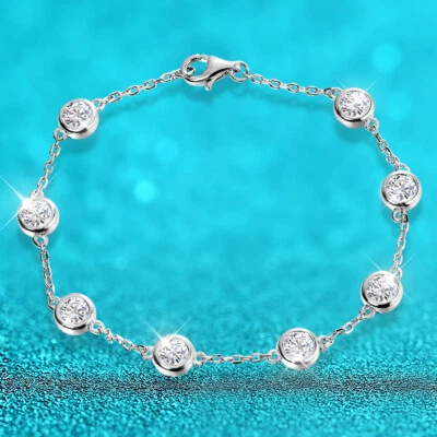 2.4cttw D Color Moissanite Bubble Bracelet for Women 925 Sterling Silver Chian - Image 1 of 4