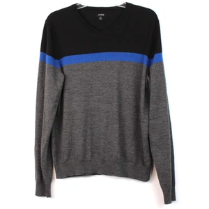 Suéter APT.9 Para Hombre M Bloque de Color Gris Azul Negro Rayas Pullover Ligero - Imagen 1 de 7
