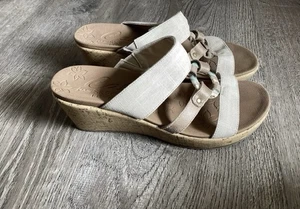 Skechers Womens Size 9.5 Luxe Foam Sail Away Cork Wedge Sandals 32953 Slip On - Picture 1 of 11