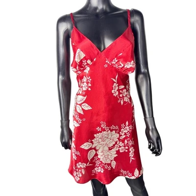 Cacique Red Floral Satin Lingerie Slip Dress Plus Size 14/16 - Image 1 of 4