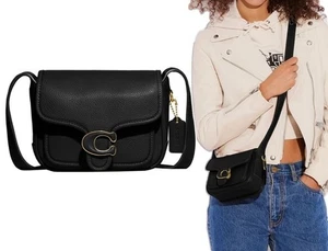 NEW WITH TAGS! Coach Pebble Leather Black Tabby Messenger 19 - Picture 1 of 8