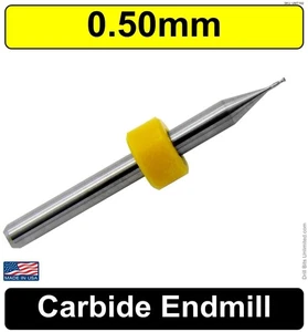 0.50mm .02  End Mill Two Flute - .079" Flute Length UPCUT CARBIDE 1 Piece UMT102 - Picture 1 of 5