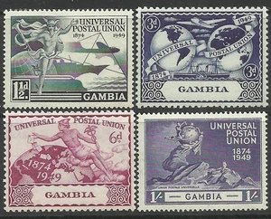 Gambia 1949 UPU set of 4 Mint Never Hinged Fresh Gum - Picture 1 of 1