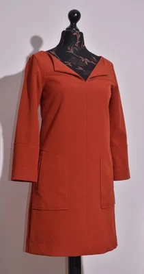 Copine женщин ржавчины оранжевый Shift платье халат карманы длинным рукавом размер 38 - Изображение 1 из 4