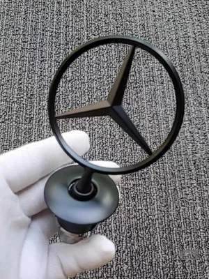 Fit For Mercedes Benz Front Alloy Hood Standing Star Emblem C E S W Matte Black Foto 1 de 4