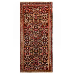 Alfombra persa anudada a mano Hamedan 230x109 cm lana oriental alfombra corredor rojo - Imagen 1 de 10