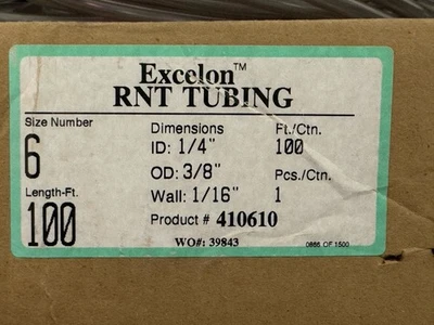 Excelon RNT Tubing 3/8"OD; 1/4"ID; 1/16" Wall: Clear. 100’ - Image 1 of 3