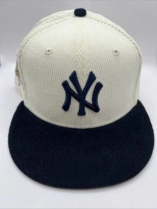 New York Yankees Hat Cap Mens Fitted 7 3/8 New Era World Series Patch Corduroy - Picture 1 of 7