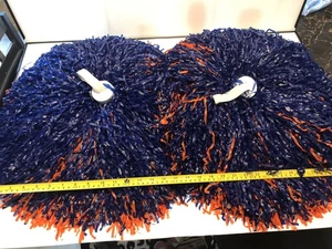 Pompones de animadora extra grandes naranja y azul con asas - Imagen 1 de 2