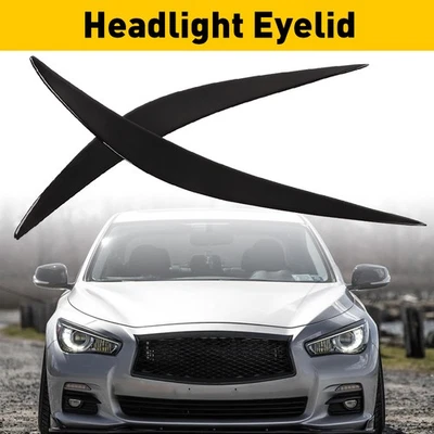 For Infiniti Q50 2014-19 Quality Piano High Headlight Eyelid Eyebrow Black Cover - Image 1 of 4
