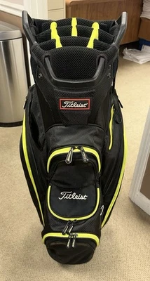 Titleist Black/Neon Yellow Golf Cart Bag w/ Rain Cover & 14-Way Club Divider - Image 1 of 4