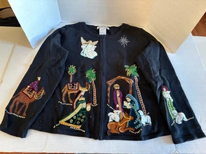 Tiara International Christmas Collection Krippe Reißverschluss Pullover XL - Bild 1 von 8