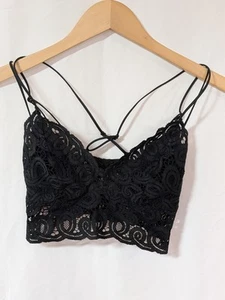 2 Pink By Victoria Secret Bralettes Size Small Black Lace Strappy Sheer Stretch - Picture 1 of 16
