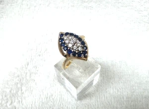 Damenring 14 Karat Gelbgold Saphir und Diamant KOSTENLOSER VERSAND - Bild 1 von 9