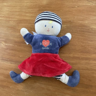 Peluche doudou poupée marin COROLLE poisson cœur grelot 19 cm Jupe Rouge Bleu - Photo 1/4