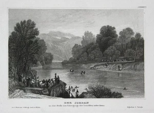 1840 Jordan Israel Fluss river Israeliten Ansicht view Stahlstich engraving - Picture 1 of 1