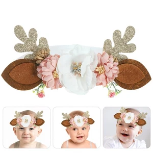 Christmas Elk Headband Newborn Baby Girl Deer Reindeer Hairband Toddler Antlers - Imagen 1 de 12