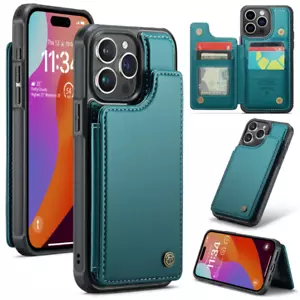 RFID Blocking Leather Wallet Case For iPhone 15 Pro Max 14 13 12 - Imagen 1 de 17