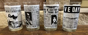 Vintage Arizona Republic Headline Front Page Glass set of 4 VE Day AZ Statehood - Picture 1 of 11