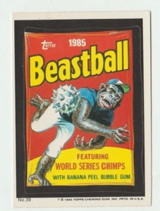 Wacky Packages 1985 Topps Sticker #39 Beastball Bubble Gum Cards - Foto 1 di 2