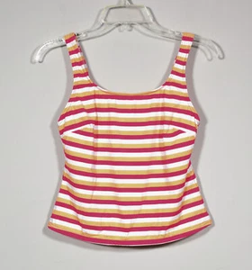 Lands' End Pink Orange Streifen Bügel Square Neck Tankini Badeanzug Top Gr. 10 - Bild 1 von 2