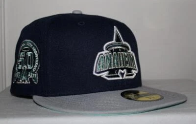 ANAHEIM ANGELS Ocean Storm 50th Patch NEW ERA 59FIFTY Fitted Hat Size 7 5/8 *5C - Image 1 of 4