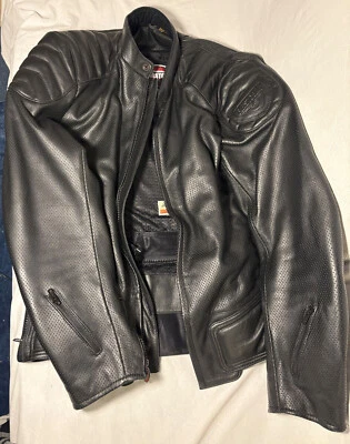 Vintage FIRSTGEAR Mens Motorcycle Biker Leather Pilot Jacket Men’s 48L Black - Image 1 of 4