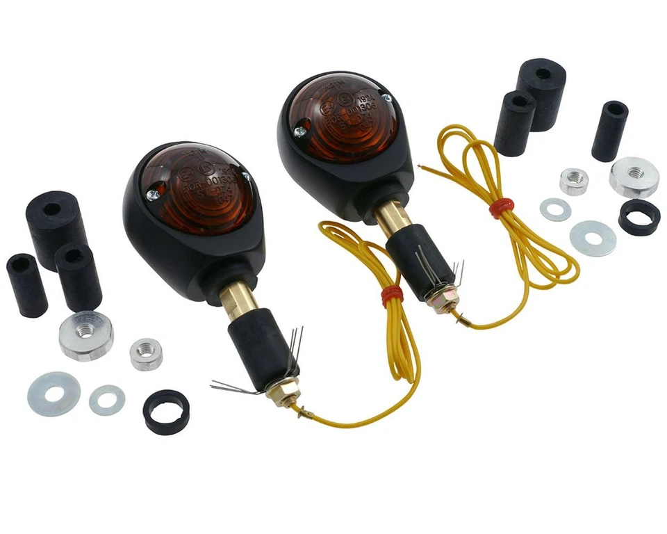 Blinker Paar OCHSENAUGE, matt schwarz, getöntes Glas, Motorrad, Roller, Quad - Bild 1 von 1