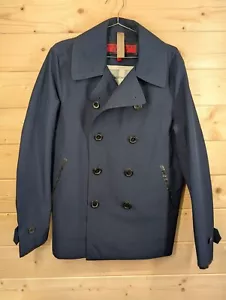 Burberry Sport Herren Large Navy Peacoat Trench Zweireiher Jacke Mantel Vintage - Bild 1 von 17
