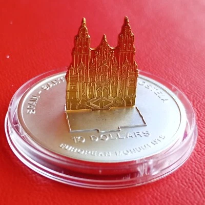 10 Dólares Nauru 2006 PP / Santiago de Compostela Monumentos Europeos / 1 Oz Ag Foto 1 de 3