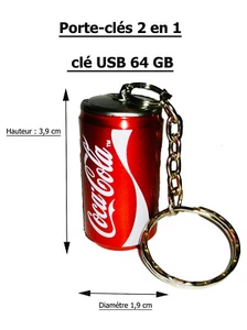Clé usb Coca-Cola 64 GB et Porte Clé Neuve - Afbeelding 1 van 4