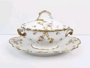 Haviland Limoges France Covered Gravy Boat With Attached Underplate Elite Work - Picture 1 of 16