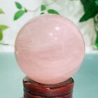 271G Natural Rainbow Flash Rose Quartz Pink Crystal Sphere Ball Energy Healing