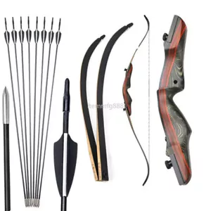 New 62" Wooden Recurve Bow Takedown Riser Limbs Archery Hunting Target 20-50lbs - Picture 1 of 12