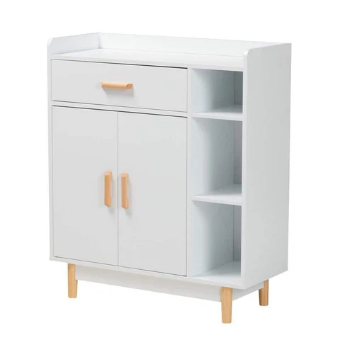 Baxton Studio Sideboard 36.6" x 31.5" x 12.6" MDF 5-Shelves White/Oak Brown Cover