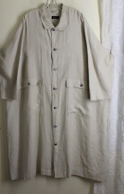 AMAZING! Eskandar 1 O/S Natural Sand 48”L Lightweight Linen Coat Jacket Duster - Image 1 of 4