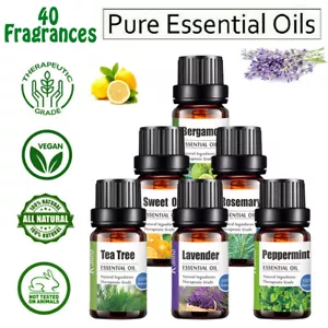 10ml 40 Fragrances Essential Oils 100% Pure Natural Home Aromatherapy Fragrances - Picture 1 of 64