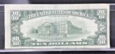 1981 $10 Federal Reserve Note MISLAIGNED REVERSE Error with Tilted 3rd Print obv - Image 1 of 4