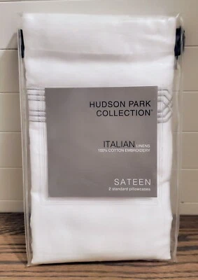 Juego de funda de almohada ESTÁNDAR bordado algodón lino italiano Hudson Park Tivoli Foto 1 de 4