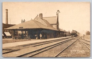 Railroad Depot Dwight Illinois IL Train C.R. Childs 1914 Real Photo RPPC - Picture 1 of 2