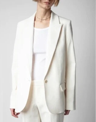 Zadig & Voltaire Size 42 Voyage Crepe Jacket Ivory Oversized Blazer $588 - Image 1 of 4