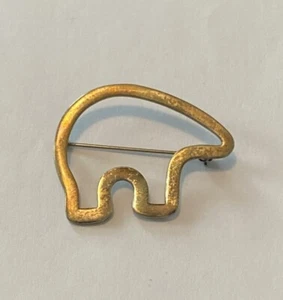 SOUTHWESTERN 925 Silber glänzend glatt Bär Umriss Brosche Anstecknadel goldfarben Vintage - Bild 1 von 6