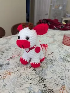 Handmade Crochet Valentine's Day Cow - Picture 1 of 3