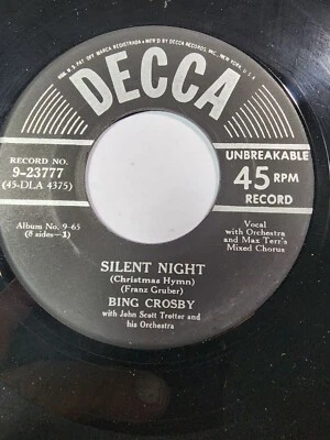 Bing Crosby - Silent Night / Adeste Fideles - Decca 45 RPM VG+ F1 - Image 1 of 2