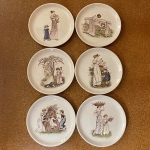 Juego de 6 platos vintage Kate Greenaway motivos femeninos RAROS Invento NY 7 1/4 - Imagen 1 de 9