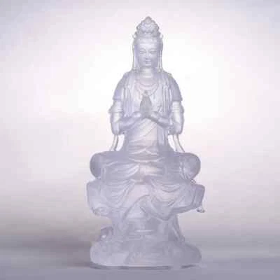 Adornos Guanyin Esmalte Chino Ámbar Color Blanco Buda Guanyin Foto 1 de 4