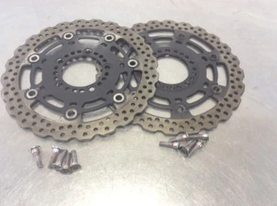 Rotores de freno de disco delanteros Kawasaki EX650R 650R EX650 Ninja 12 2012 5 k millas + pernos Foto 1 de 4
