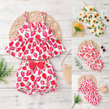 Newborn Girls Summer Outfits Halter Neck Floral Print Tops Shorts Clothes Set