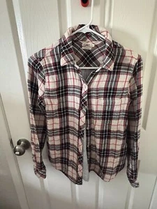 Faherty Shirt Women SZ XS Red Black White Plaid Button Up Flannel Hike L/S - Picture 1 of 3