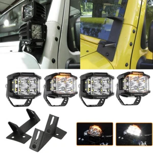 AUXBEAM 4X 4" Cube Side Shooter DRL+A-pillar Bracket For Jeep Wrangler JK 07-18 - Bild 1 von 12